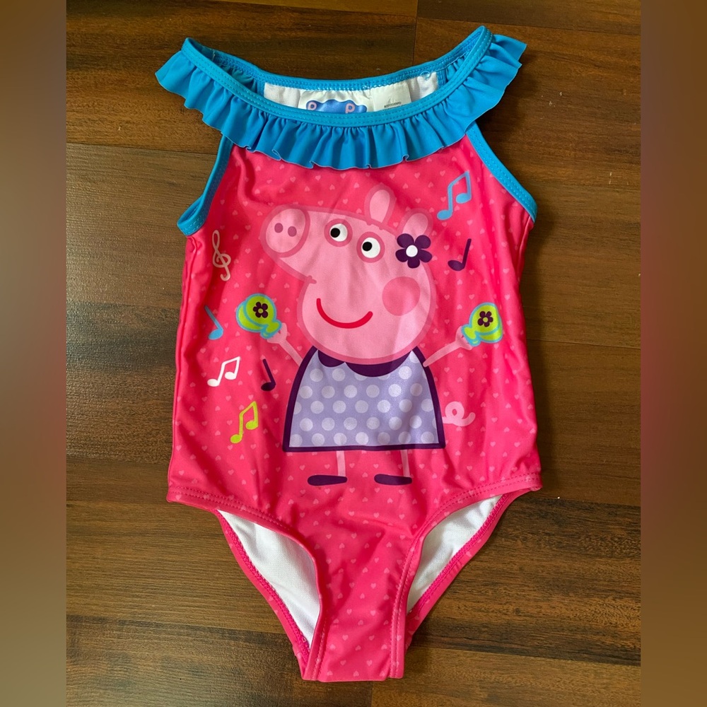 Peppa Pig Pink Swimsuit with Blue Ruffles